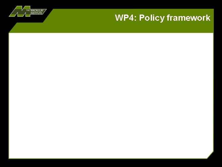 WP 4: Policy framework 