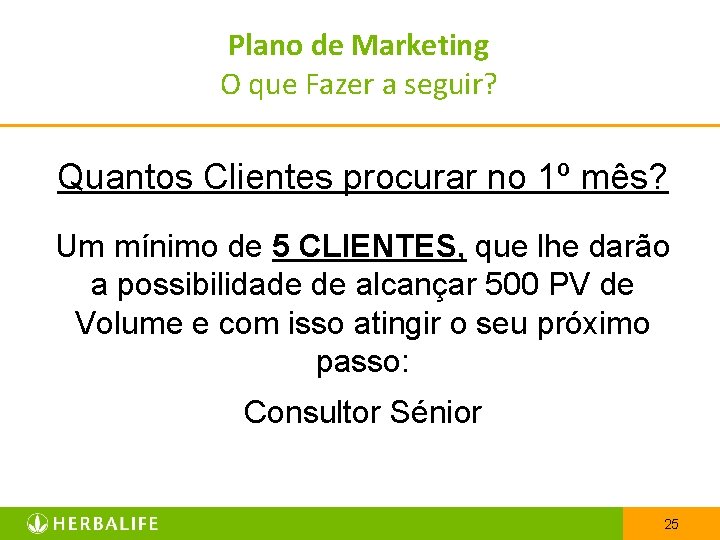 Plano de Marketing O que Fazer a seguir? Quantos Clientes procurar no 1º mês?
