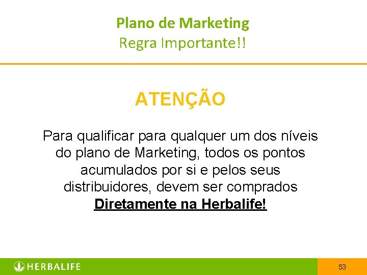 Plano de Marketing Regra Importante!! ATENÇÃO Para qualificar para qualquer um dos níveis do