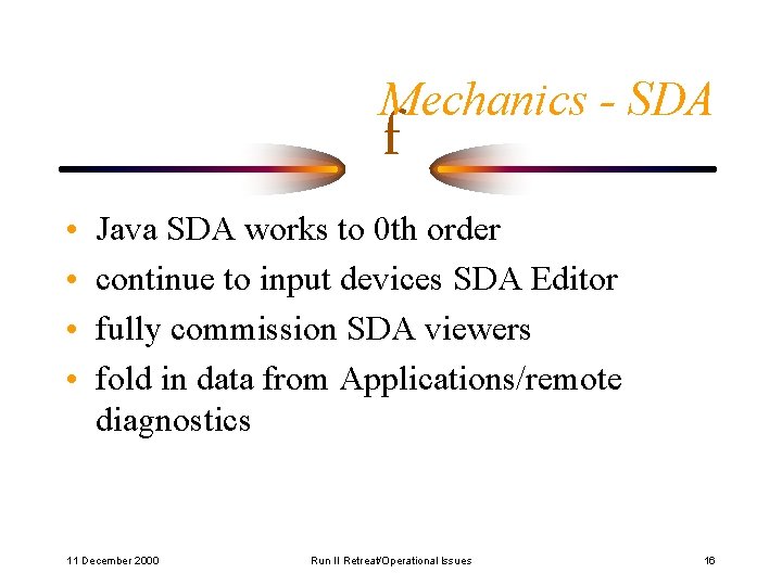 Mechanics - SDA • • f Java SDA works to 0 th order continue