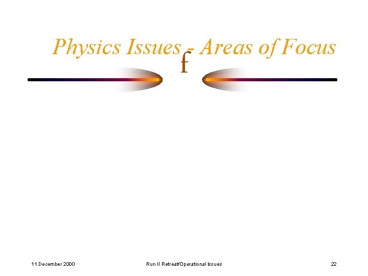 Physics Issues - Areas of Focus f 11 December 2000 Run II Retreat/Operational Issues