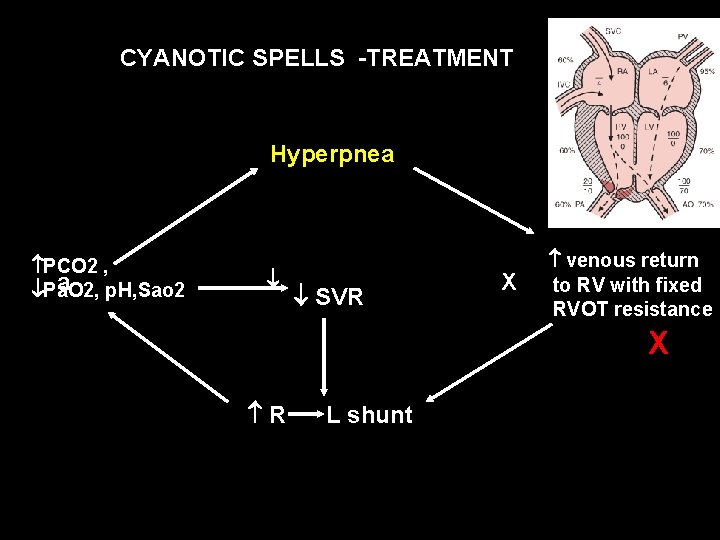 CYANOTIC SPELLS -TREATMENT Hyperpnea PCO 2 , a p. H, Sao 2 Pa. O