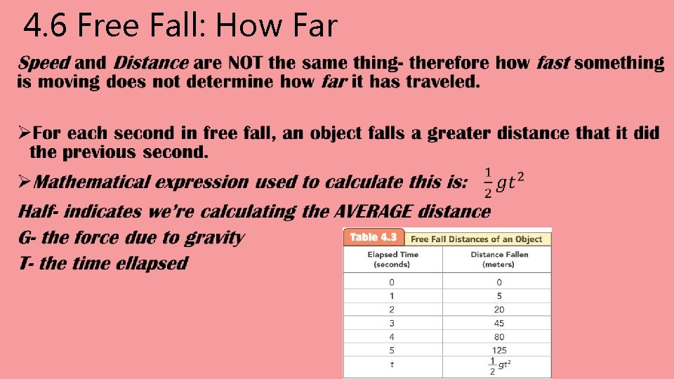 4. 6 Free Fall: How Far • 4. 6 Free Fall: How Far •