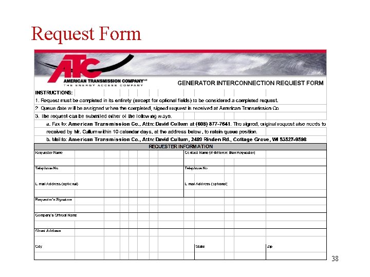 Request Form 38 