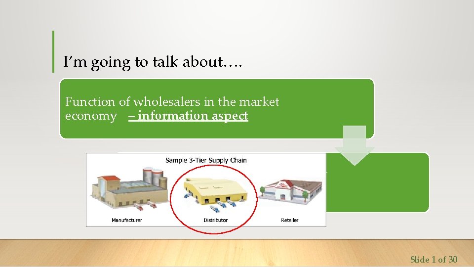 I’m going to talk about…. Function of wholesalers in the market economy – information