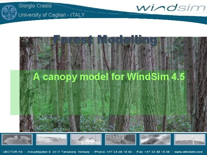 Giorgio Crasto University of Cagliari - ITALY Forest Modelling A canopy model for Wind.