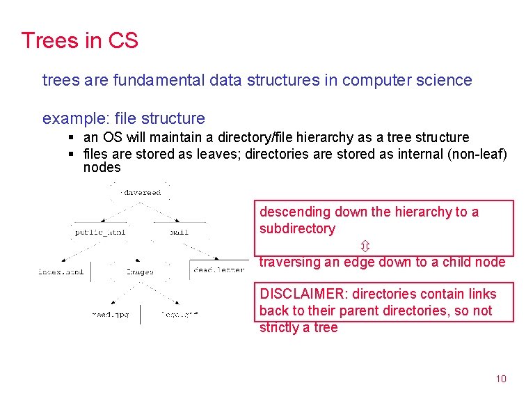 Trees in CS trees are fundamental data structures in computer science example: file structure