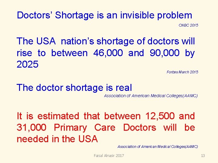 Doctors’ Shortage is an invisible problem CNBC 2015 The USA nation’s shortage of doctors Doctors’ Shortage is an invisible problem CNBC 2015 The USA nation’s shortage of doctors
