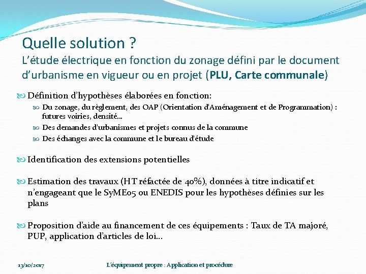 Quelle solution ? L’étude électrique en fonction du zonage défini par le document d’urbanisme