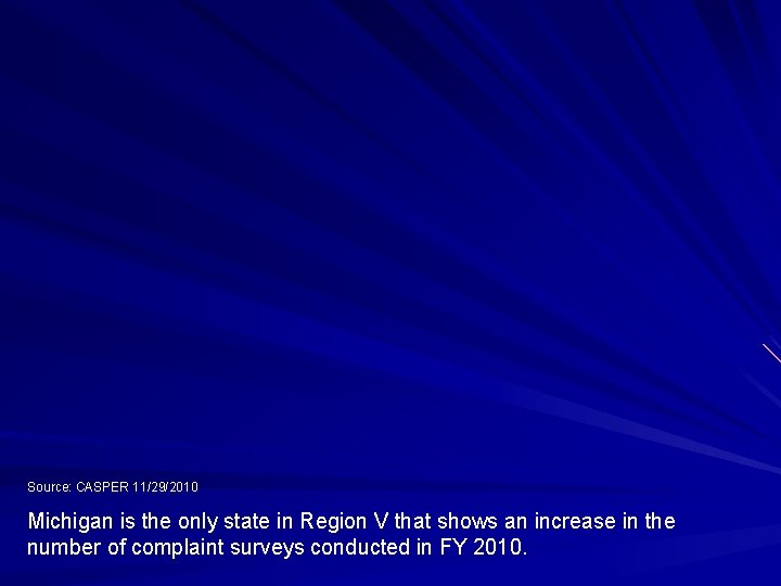 Source: CASPER 11/29/2010 Michigan is the only state in Region V that shows an