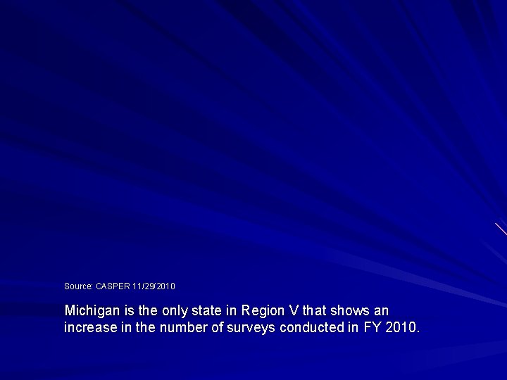 Source: CASPER 11/29/2010 Michigan is the only state in Region V that shows an