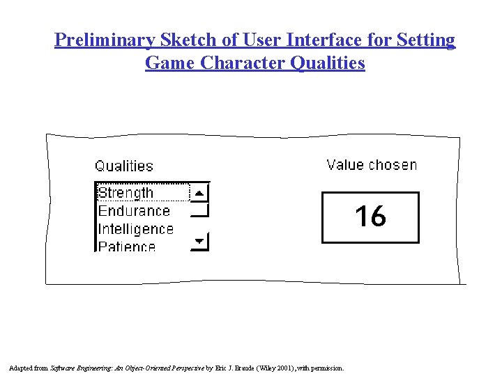 Preliminary Sketch of User Interface for Setting Game Character Qualities 16 Adapted from Software