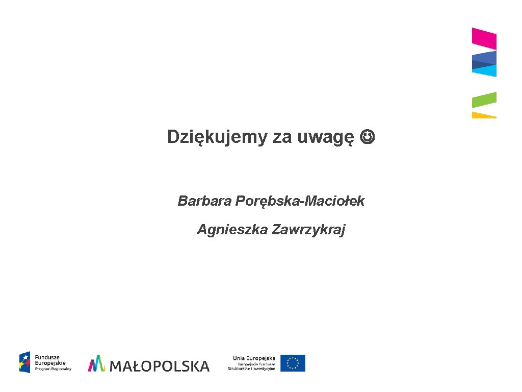Dziękujemy za uwagę Barbara Porębska-Maciołek Agnieszka Zawrzykraj Dziękujemy za uwagę Barbara Porębska-Maciołek Agnieszka Zawrzykraj
