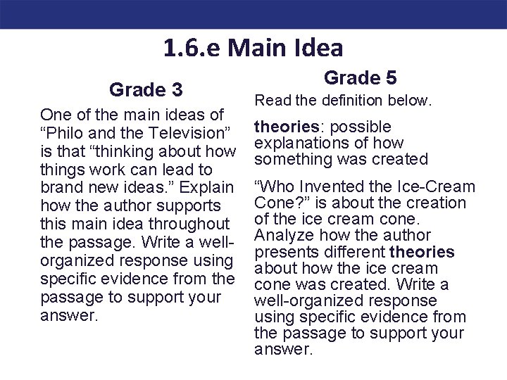 1. 6. e Main Idea Grade 3 One of the main ideas of “Philo