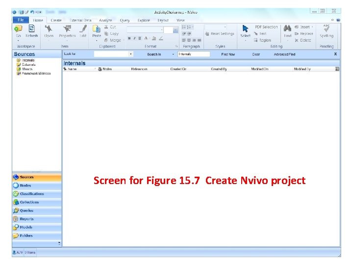 Screen for Figure 15. 7 Create Nvivo project 