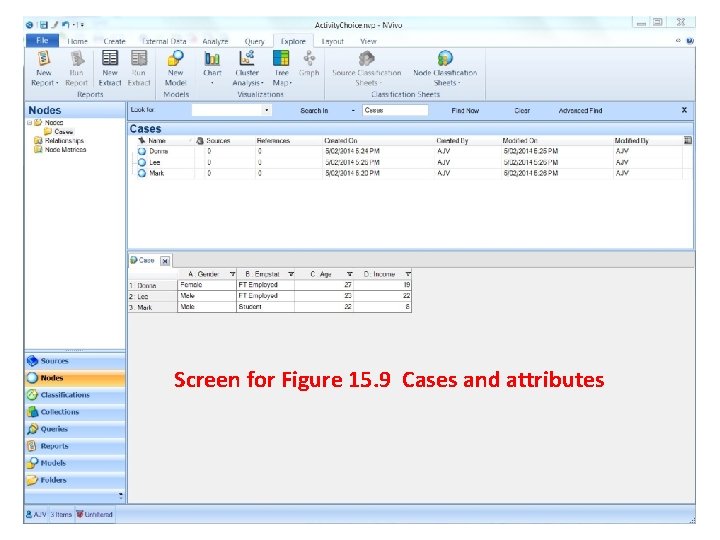 Screen for Figure 15. 9 Cases and attributes 