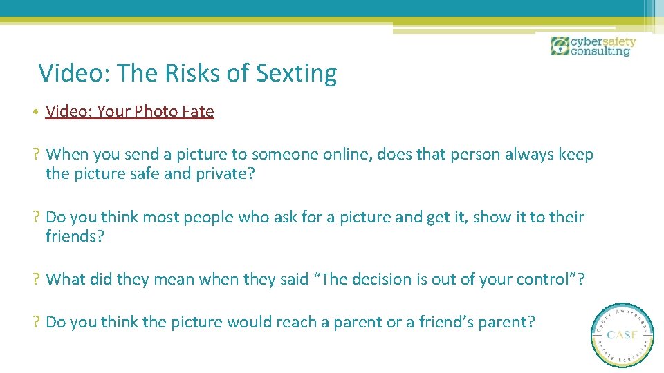 Video: The Risks of Sexting • Video: Your Photo Fate ? When you send Video: The Risks of Sexting • Video: Your Photo Fate ? When you send
