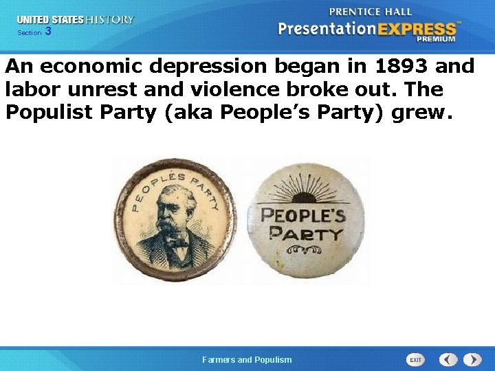 Chapter Section 3 25 Section 1 An economic depression began in 1893 and labor