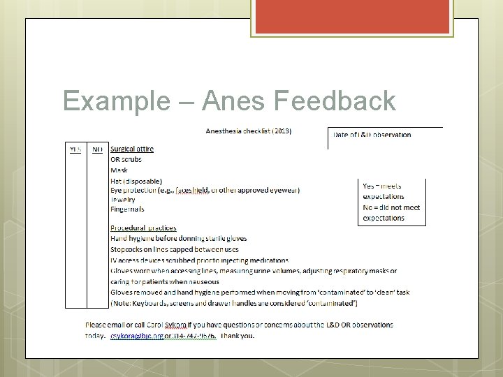 Example – Anes Feedback 