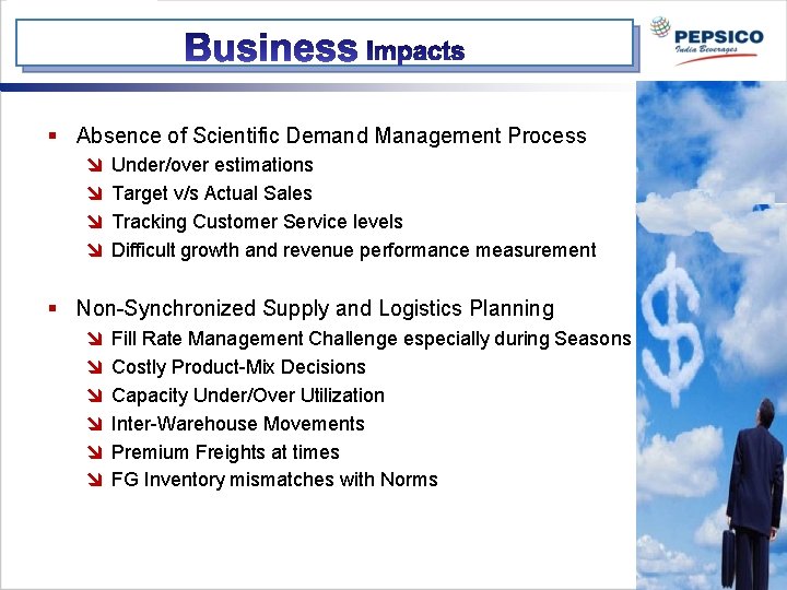 § Absence of Scientific Demand Management Process î î Under/over estimations Target v/s Actual