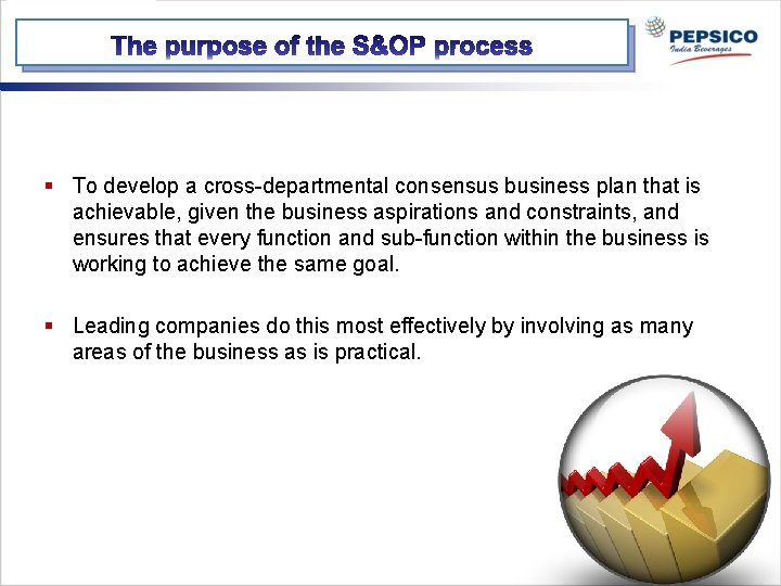 § To develop a cross-departmental consensus business plan that is achievable, given the business
