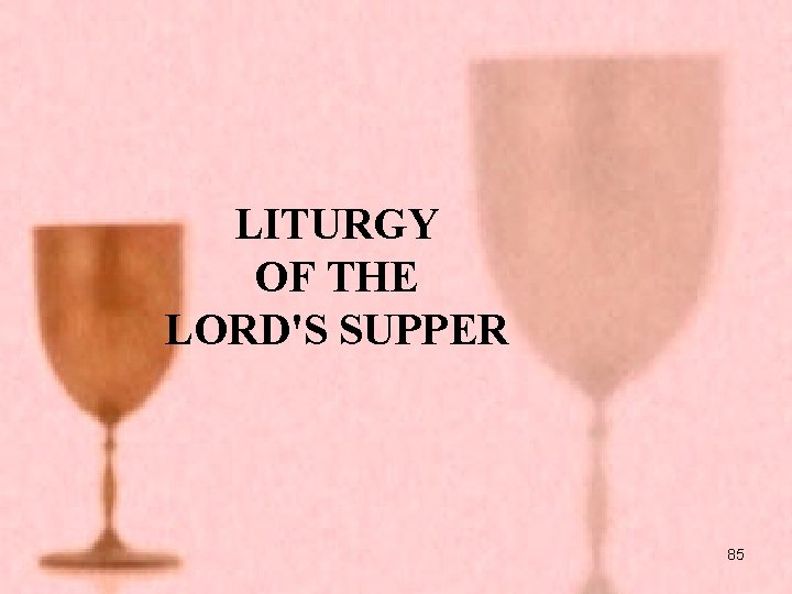LITURGY OF THE LORD'S SUPPER 85 