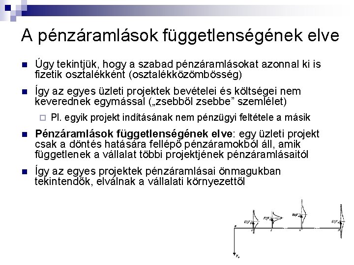 A pénzáramlások függetlenségének elve n Úgy tekintjük, hogy a szabad pénzáramlásokat azonnal ki is