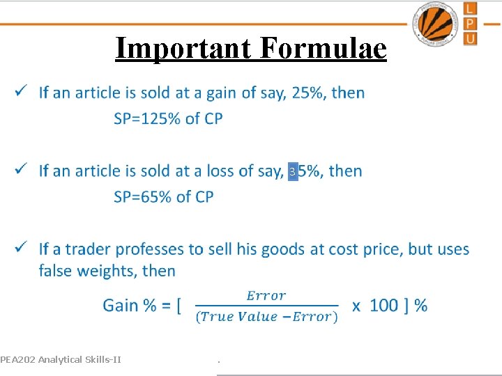 Important Formulae 3 PEA 202 Analytical Skills-II . 