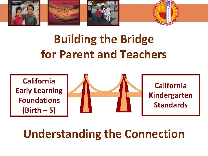  Transition Kindergarten Families and Staff… Building the Bridge B for Parent and Teachers