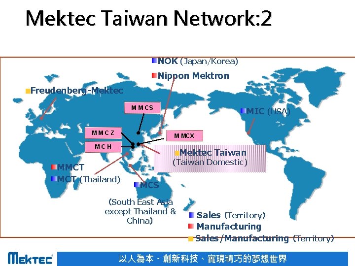 Mektec Taiwan Network: 2 NOK (Japan/Korea) Nippon Mektron Freudenberg-Mektec M M CS MMCZ MIC