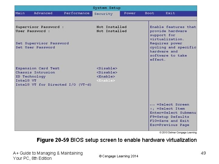 Figure 20 -59 BIOS setup screen to enable hardware virtualization A+ Guide to Managing