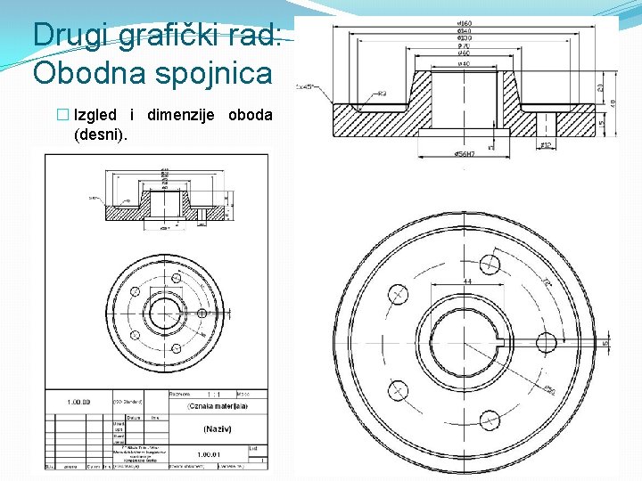 Drugi grafički rad: Obodna spojnica � Izgled i dimenzije oboda (desni). 