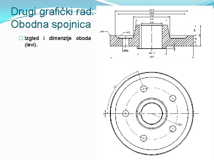 Drugi grafički rad: Obodna spojnica � Izgled i dimenzije oboda (levi). 