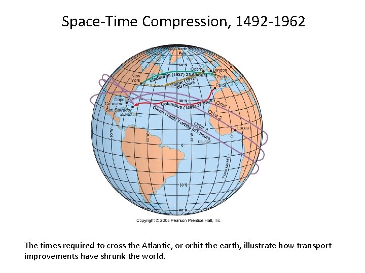 Space-Time Compression, 1492 -1962 The times required to cross the Atlantic, or orbit the