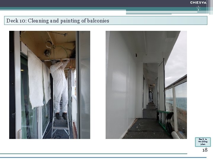 Deck 10: Cleaning and painting of balconies Back to working plan 18 