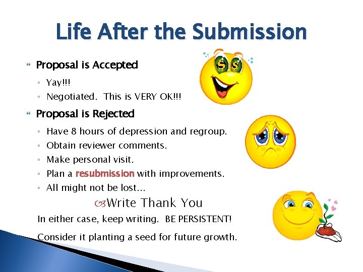 Life After the Submission Proposal is Accepted ◦ Yay!!! ◦ Negotiated. This is VERY