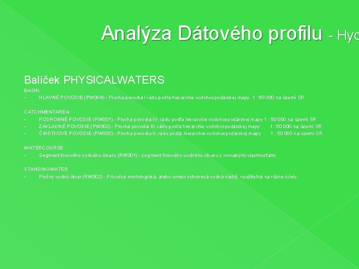 Analýza Dátového profilu - Hyd Balíček PHYSICALWATERS BASIN: § HLAVNÉ POVODIE (PW 004) -