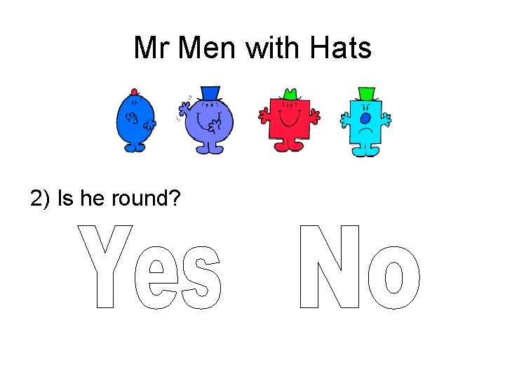 Mr Men with Hats 2) Is he round? 