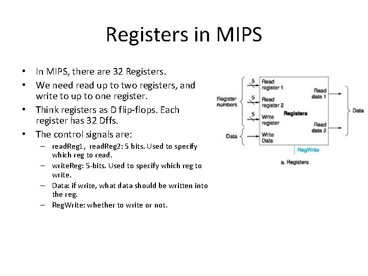 Registers in MIPS • In MIPS, there are 32 Registers. • We need read