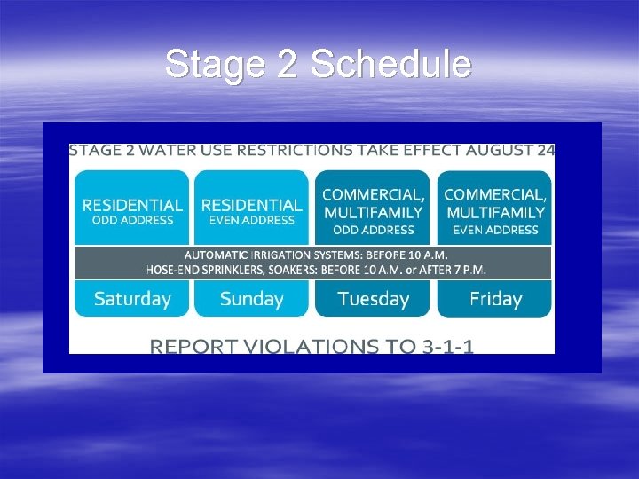 Stage 2 Schedule 