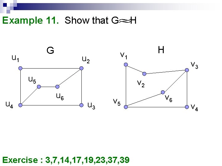 Example 11. Show that G G u 1 u 2 H u 5 u