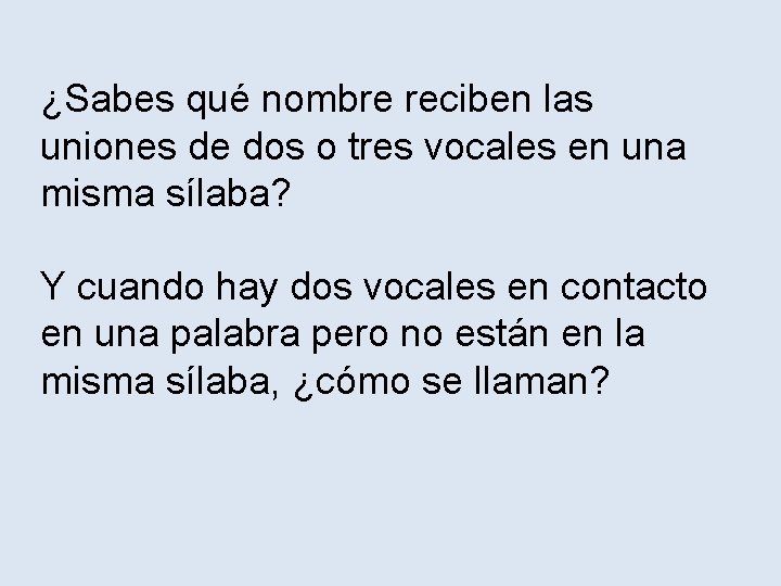 ¿Sabes qué nombre reciben las uniones de dos o tres vocales en una misma