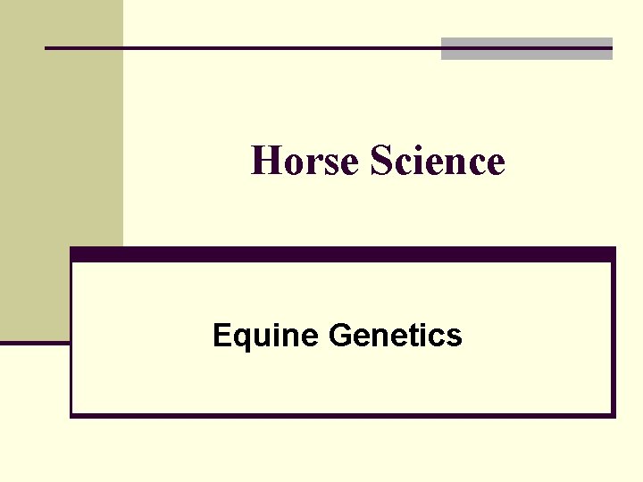 Horse Science Equine Genetics 