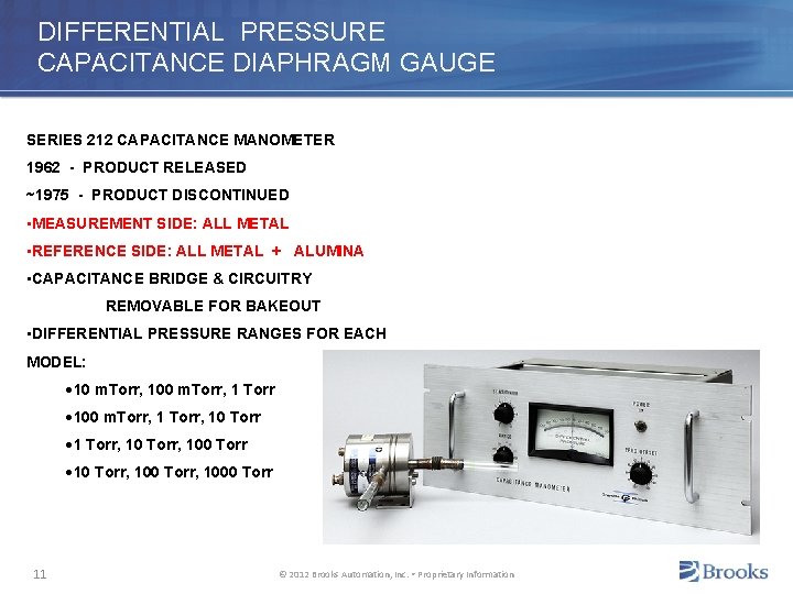 DIFFERENTIAL PRESSURE CAPACITANCE DIAPHRAGM GAUGE SERIES 212 CAPACITANCE MANOMETER 1962 - PRODUCT RELEASED ~1975