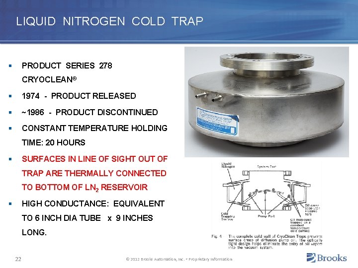 LIQUID NITROGEN COLD TRAP § PRODUCT SERIES 278 CRYOCLEAN® § 1974 - PRODUCT RELEASED