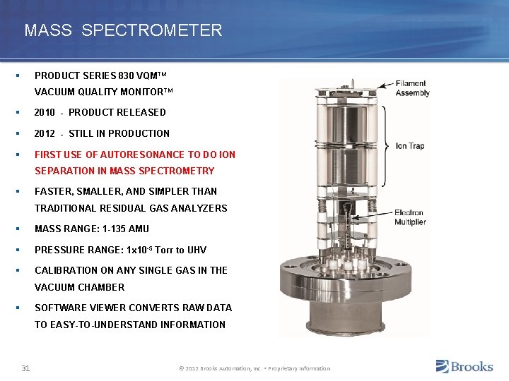 MASS SPECTROMETER § PRODUCT SERIES 830 VQMTM VACUUM QUALITY MONITORTM § 2010 - PRODUCT