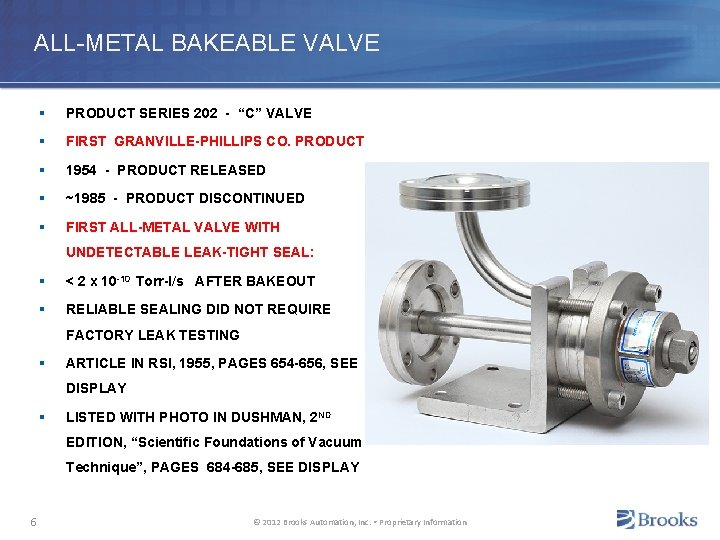 ALL-METAL BAKEABLE VALVE § PRODUCT SERIES 202 - “C” VALVE § FIRST GRANVILLE-PHILLIPS CO.