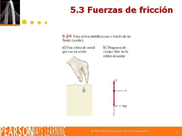 5. 3 Fuerzas de fricción © 2013 Pearson Educación. Derechos reservados. 22 