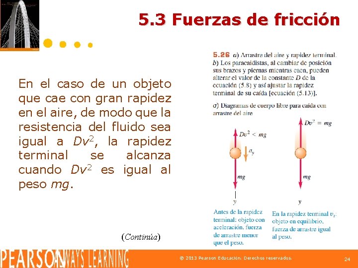 5. 3 Fuerzas de fricción En el caso de un objeto que cae con