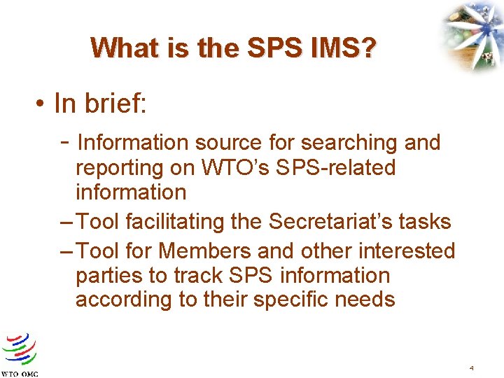 What is the SPS IMS? • In brief: - Information source for searching and